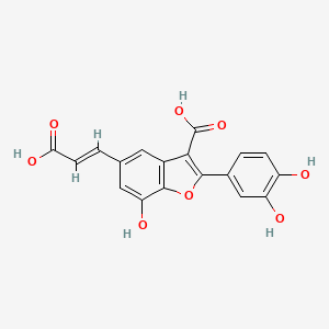 molecular formula C18H12O8 B12910073 (E)-5-(2-Carboxyvinyl)-2-(3,4-dihydroxyphenyl)-7-hydroxybenzofuran-3-carboxylic acid 