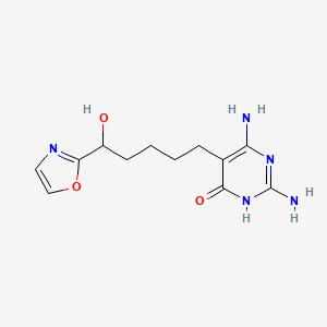 molecular formula C12H17N5O3 B12910181 2,6-Diamino-5-[5-hydroxy-5-(1,3-oxazol-2-yl)pentyl]pyrimidin-4(1H)-one CAS No. 647831-19-4