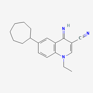 6-Cycloheptyl-1-ethyl-4-imino-1,4-dihydroquinoline-3-carbonitrile