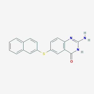 molecular formula C18H13N3OS B12910219 2-Amino-6-[2-naphthylthio]-4[3H]-quinazolinone CAS No. 52979-08-5