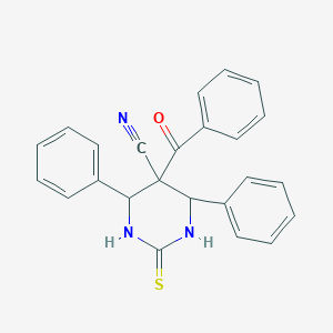 molecular formula C24H19N3OS B12910230 5-Benzoyl-4,6-diphenyl-2-sulfanylidenehexahydropyrimidine-5-carbonitrile CAS No. 95104-53-3