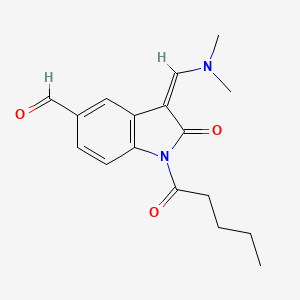 molecular formula C17H20N2O3 B12910262 3-((Dimethylamino)methylene)-2-oxo-1-pentanoyl-5-indolinecarbaldehyde CAS No. 68641-01-0