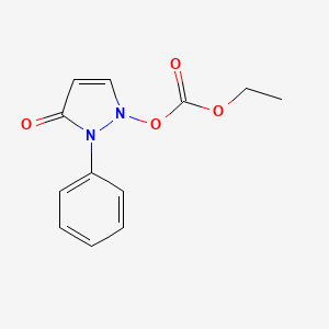 molecular formula C12H12N2O4 B12910265 1,2-Dihydro-3-oxo-2-phenyl-3H-pyrazol-1-yl ethyl carbonate CAS No. 71486-50-5