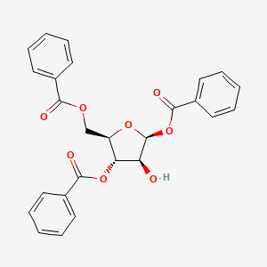 molecular formula C26H22O8 B12910285 (2S,3S,4S,5R)-5-((Benzoyloxy)methyl)-3-hydroxytetrahydrofuran-2,4-diyl dibenzoate 