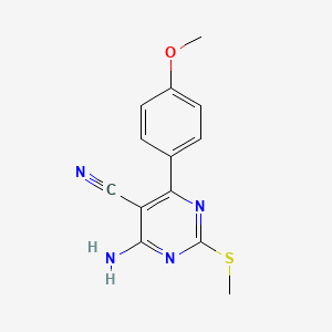 5-Pyrimidinecarbonitrile, 4-amino-6-(4-methoxyphenyl)-2-(methylthio)-