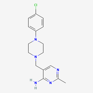 molecular formula C16H20ClN5 B12910336 5-((4-(4-Chlorophenyl)piperazin-1-yl)methyl)-2-methylpyrimidin-4-amine CAS No. 189744-35-2