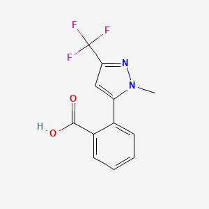 molecular formula C12H9F3N2O2 B1291039 2-[1-甲基-3-(三氟甲基)-1H-吡唑-5-基]苯甲酸 CAS No. 910037-16-0