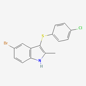 molecular formula C15H11BrClNS B12910499 5-Bromo-3-[(4-chlorophenyl)sulfanyl]-2-methyl-1H-indole CAS No. 336186-27-7