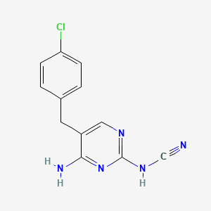 molecular formula C12H10ClN5 B12910518 {4-Amino-5-[(4-chlorophenyl)methyl]pyrimidin-2-yl}cyanamide CAS No. 143946-61-6