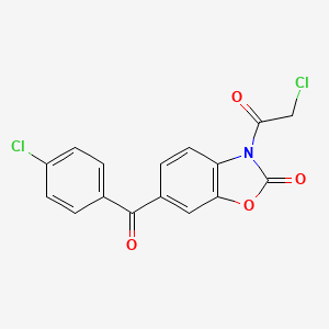 molecular formula C16H9Cl2NO4 B12910603 2(3H)-Benzoxazolone, 3-(chloroacetyl)-6-(4-chlorobenzoyl)- CAS No. 95923-42-5