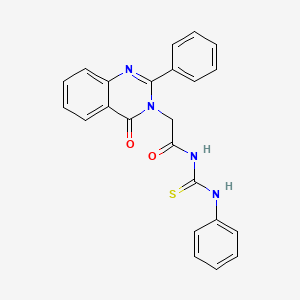 molecular formula C23H18N4O2S B12910713 1-((4-Oxo-2-phenyl-3,4-dihydro-3-quinazolinyl)acetyl)-3-phenyl-2-thiourea CAS No. 72045-60-4