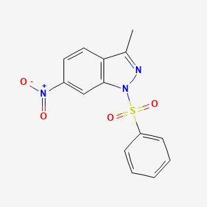 molecular formula C14H11N3O4S B12910716 1-(Benzenesulfonyl)-3-methyl-6-nitro-1H-indazole CAS No. 62235-37-4