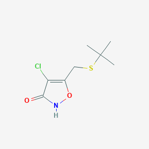 molecular formula C8H12ClNO2S B12910800 5-[(tert-Butylsulfanyl)methyl]-4-chloro-1,2-oxazol-3(2H)-one CAS No. 89660-96-8