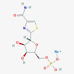 molecular formula C9H12N2NaO8PS B12910809 Sodium ((2R,3S,4R,5R)-5-(4-carbamoylthiazol-2-yl)-3,4-dihydroxytetrahydrofuran-2-yl)methyl hydrogenphosphate 