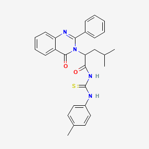 molecular formula C28H28N4O2S B12910843 1-(4-Methyl-2-(4-oxo-2-phenyl-3,4-dihydro-3-quinazolinyl)valeryl)-3-(p-tolyl)-2-thiourea CAS No. 72045-79-5