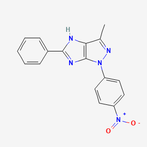 molecular formula C17H13N5O2 B12910889 3-Methyl-1-(4-nitrophenyl)-5-phenyl-1,2-dihydroimidazo[4,5-c]pyrazole CAS No. 63330-31-4