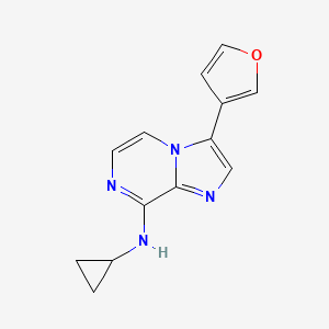 molecular formula C13H12N4O B12910952 Imidazo[1,2-a]pyrazin-8-amine, N-cyclopropyl-3-(3-furanyl)- CAS No. 825630-46-4