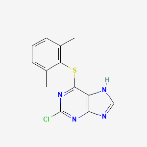 molecular formula C13H11ClN4S B12911104 2-chloro-6-(2,6-dimethylphenyl)sulfanyl-7H-purine CAS No. 646510-59-0