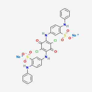 molecular formula C30H20Cl2N4Na2O8S2 B12911181 Disodium 3,3'-((2,5-dichloro-3,6-dioxocyclohexa-1,4-diene-1,4-diyl)diimino)bis(6-anilinobenzenesulphonate) CAS No. 93964-66-0