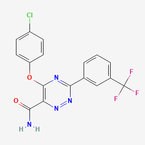 5-(4-Chlorophenoxy)-3-(3-(trifluoromethyl)phenyl)-1,2,4-triazine-6-carboxamide