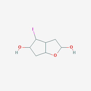 molecular formula C7H11IO3 B12911215 4-Iodohexahydro-2H-cyclopenta[b]furan-2,5-diol CAS No. 62003-50-3