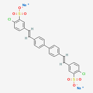 molecular formula C28H18Cl2Na2O6S2 B12911278 Disodium 3,3'-((1,1'-biphenyl)-4,4'-diyldivinylene)bis(6-chlorobenzenesulphonate) CAS No. 42380-62-1