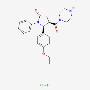 molecular formula C23H28ClN3O3 B12911324 (4R,5S)-5-(4-ethoxyphenyl)-1-phenyl-4-(piperazine-1-carbonyl)pyrrolidin-2-one;hydrochloride CAS No. 38327-22-9