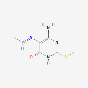 6-Amino-5-[(E)-ethylideneamino]-2-(methylsulfanyl)pyrimidin-4(1H)-one