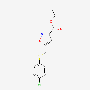 molecular formula C13H12ClNO3S B12911392 Ethyl 5-{[(4-chlorophenyl)sulfanyl]methyl}-1,2-oxazole-3-carboxylate CAS No. 823219-87-0