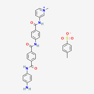 molecular formula C34H31N5O6S B12911399 Pyridinium, 3-(p-(p-((p-aminophenyl)carbamoyl)benzamido)benzamido)-1-methyl-, p-toluenesulfonate CAS No. 20738-91-4