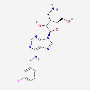 molecular formula C18H21IN6O3 B12911467 (2R,3R,4S,5S)-2-(6-(3-iodobenzylamino)-9H-purin-9-yl)-4-(aminomethyl)-5-(hydroxymethyl)-tetrahydrofuran-3-ol CAS No. 522607-99-4