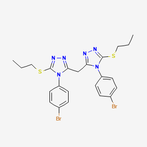 molecular formula C23H24Br2N6S2 B12911545 Bis(4-(4-bromophenyl)-5-(propylthio)-4H-1,2,4-triazol-3-yl)methane CAS No. 62575-59-1