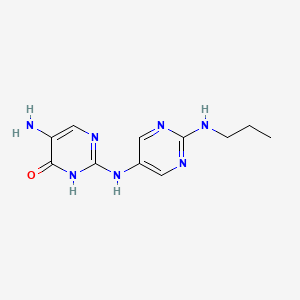 molecular formula C11H15N7O B12911564 5-Amino-2-{[2-(propylamino)pyrimidin-5-yl]amino}pyrimidin-4(3H)-one CAS No. 77961-40-1