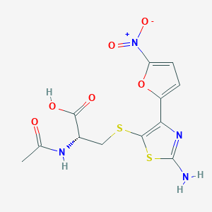 molecular formula C12H12N4O6S2 B12911593 (R)-2-Acetamido-3-((2-amino-4-(5-nitrofuran-2-yl)thiazol-5-yl)thio)propanoic acid 