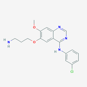 molecular formula C18H19ClN4O2 B12911598 4-Quinazolinamine, 6-(3-aminopropoxy)-N-(3-chlorophenyl)-7-methoxy- CAS No. 655247-74-8