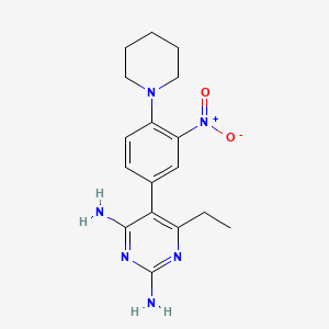 molecular formula C17H22N6O2 B12911606 5-(3-Nitro-4-piperidinophenyl)-6-ethyl-2,4-pyrimidinediamine CAS No. 104484-42-6