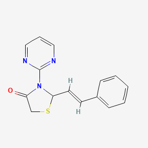 molecular formula C15H13N3OS B12911631 3-(Pyrimidin-2-yl)-2-styrylthiazolidin-4-one 