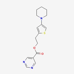 2-(4-(Piperidin-1-yl)thiophen-2-yl)ethyl pyrimidine-5-carboxylate