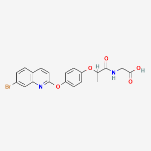 molecular formula C20H17BrN2O5 B12911663 Glycine, N-[2-[4-[(7-bromo-2-quinolinyl)oxy]phenoxy]-1-oxopropyl]- CAS No. 643753-05-3