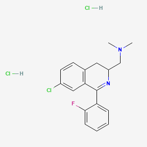 molecular formula C18H20Cl3FN2 B12911695 1-(7-Chloro-1-(2-fluorophenyl)-3,4-dihydroisoquinolin-3-yl)-N,N-dimethylmethanamine dihydrochloride CAS No. 83658-13-3