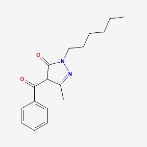 molecular formula C17H22N2O2 B12911699 3H-Pyrazol-3-one, 4-benzoyl-2-hexyl-2,4-dihydro-5-methyl- CAS No. 143413-95-0