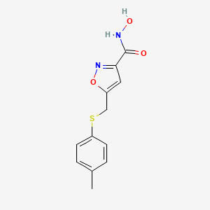 molecular formula C12H12N2O3S B12911804 3-Isoxazolecarboxamide, N-hydroxy-5-[[(4-methylphenyl)thio]methyl]- CAS No. 823220-02-6