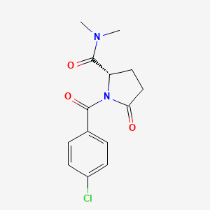 molecular formula C14H15ClN2O3 B12911865 (S)-1-(4-Chlorobenzoyl)-N,N-dimethyl-5-oxopyrrolidine-2-carboxamide CAS No. 85551-25-3