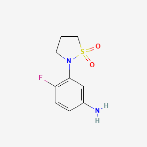 molecular formula C9H11FN2O2S B1291187 2-(5-Amino-2-fluorophenyl)-1lambda6,2-thiazolidine-1,1-dione 