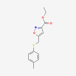 molecular formula C14H15NO3S B12911875 Ethyl 5-{[(4-methylphenyl)sulfanyl]methyl}-1,2-oxazole-3-carboxylate CAS No. 823219-85-8