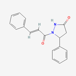 molecular formula C18H16N2O2 B12911884 1-Cinnamoyl-5-phenylpyrazolidin-3-one 