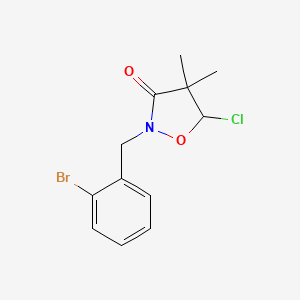 molecular formula C12H13BrClNO2 B12911897 2-[(2-Bromophenyl)methyl]-5-chloro-4,4-dimethyl-1,2-oxazolidin-3-one CAS No. 81778-65-6