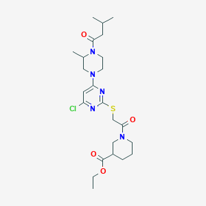 molecular formula C24H36ClN5O4S B12911909 Ethyl 1-[({4-chloro-6-[3-methyl-4-(3-methylbutanoyl)piperazin-1-yl]pyrimidin-2-yl}sulfanyl)acetyl]piperidine-3-carboxylate CAS No. 5900-14-1