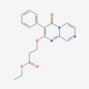 Propionic acid, 3-((4-oxo-3-phenyl-4H-pyrazino(1,2-a)pyrimidin-2-yl)oxy)-, ethyl ester