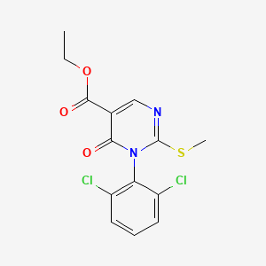 molecular formula C14H12Cl2N2O3S B12911995 Ethyl 1-(2,6-dichlorophenyl)-2-methylsulfanyl-6-oxo-pyrimidine-5-carboxylate CAS No. 82636-21-3